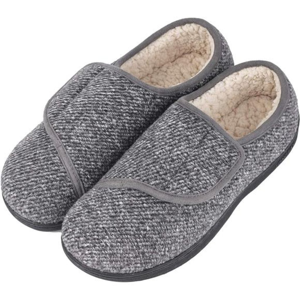 Men's Memory Foam Diabetic Slippers Comfy Warm Plush Fleece Arthritis Edema